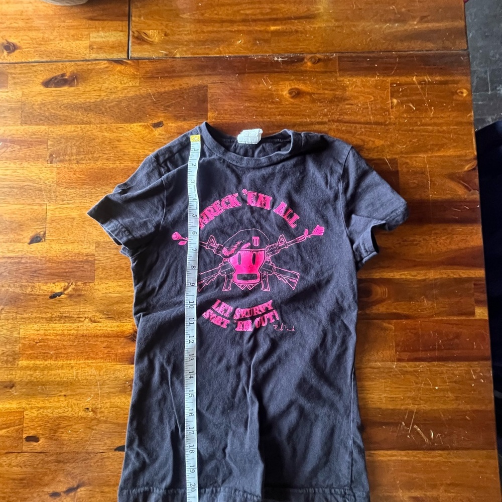 Vintage Paul Frank Kids Black Tee with Pink Graphic 'Wreck 'Em All' - Picture 2 of 4